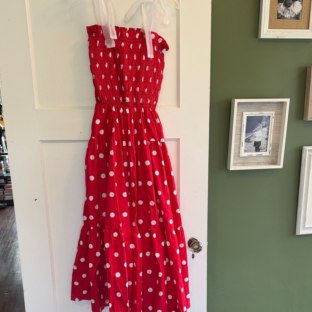En Saison Red Sundress with White Tag Detail